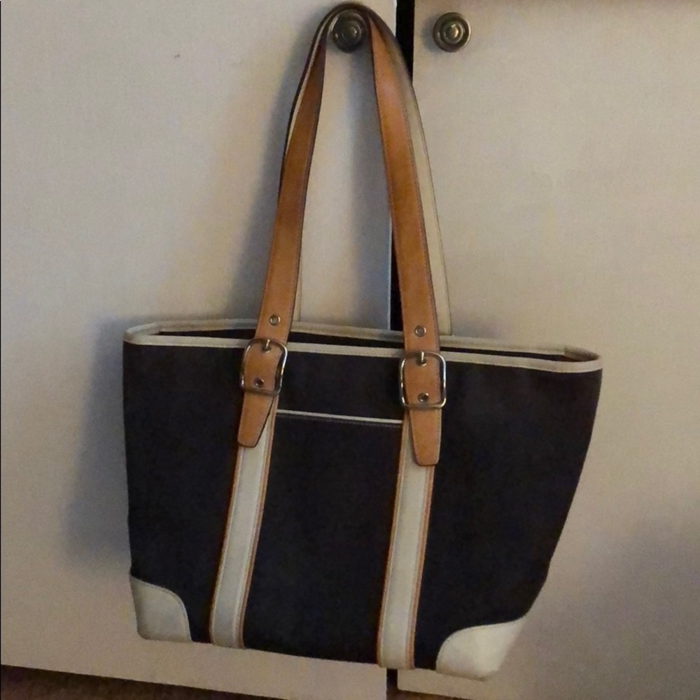 Coach leather and canvas handbag